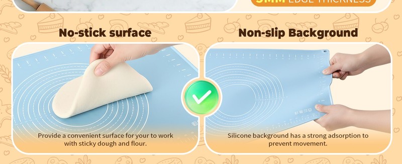 Silicone Baking Mat 32x24 Inches | Extra Thick Dough Rolling Mat with gallery