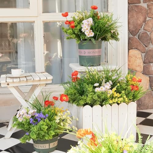 23Pcs Outdoor Artificial Boxwood UV Resistant Fake Stems Plants, Faux Spring gallery