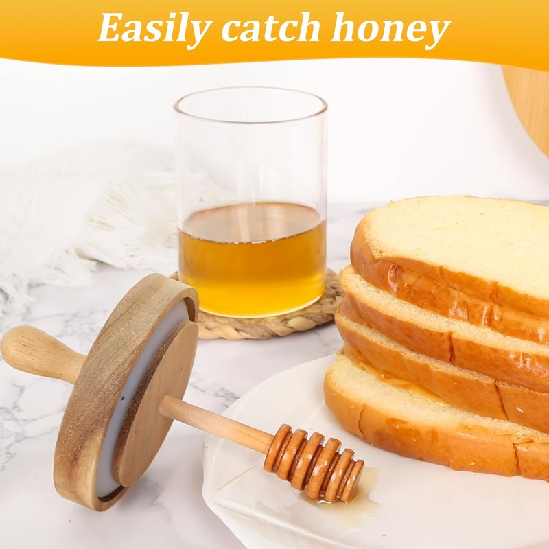 Honey Jar 12 Oz Clear Glass with Lid and 2 Wooden Dippers Easy to Clean gallery