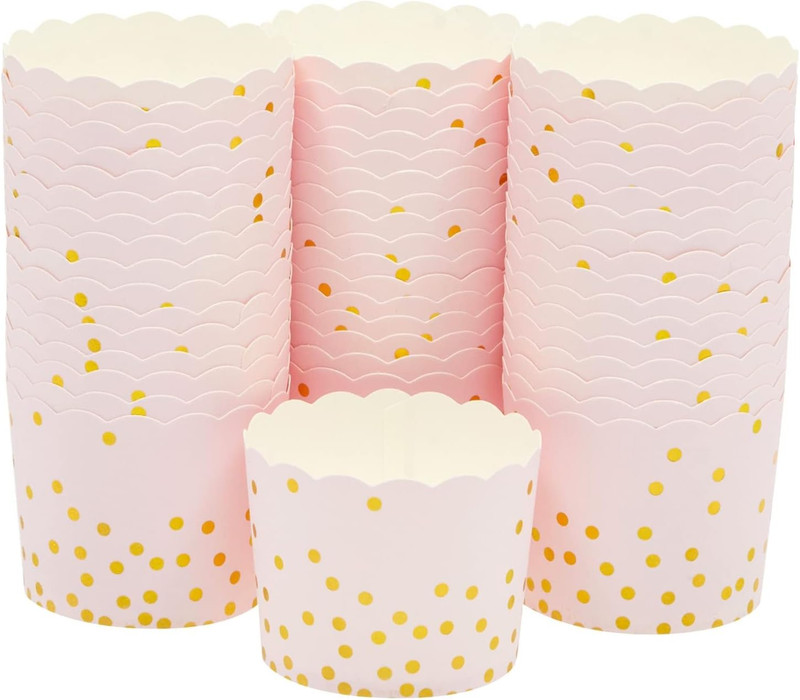 Tulip Cupcake Liners – Pink & Gold Baking Cups – Baby Shower Snack Cups – Birthd