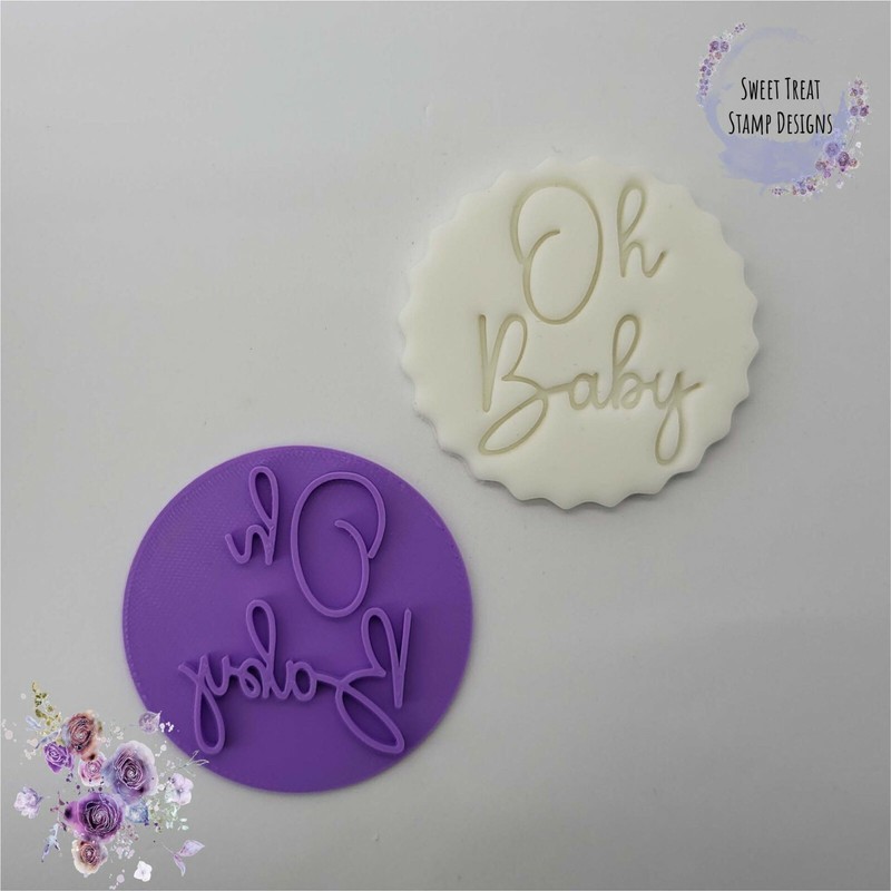Oh Baby Baby Shower Embosser Stamp for Fondant Cupcake Cake Cookie Cookies