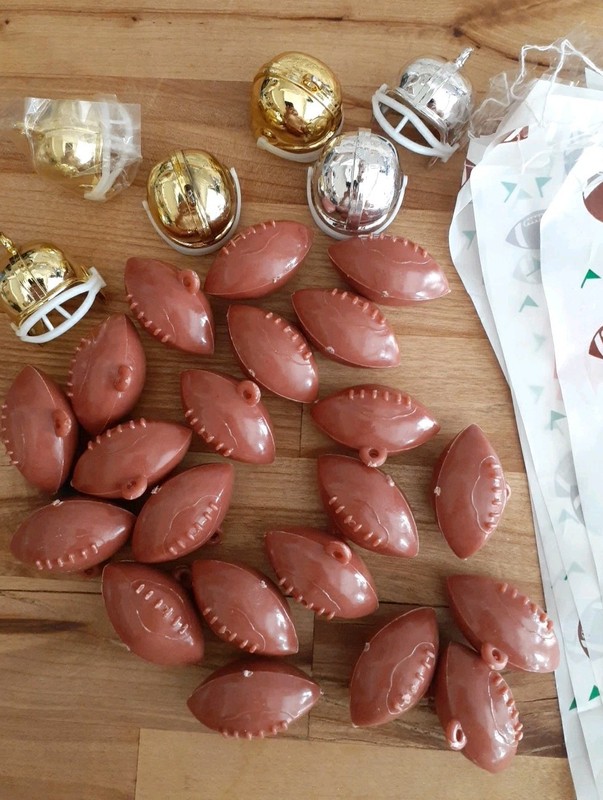 Vintage cake toppers lot Of 28 Footballs, Helmets, 12 PC Go Team Flag Banner gallery
