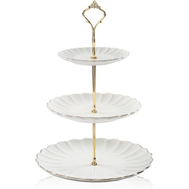 3 Tier Pumpkin Shaped Serving Stand Ceramic Dessert Display Rack For Tea Party gallery