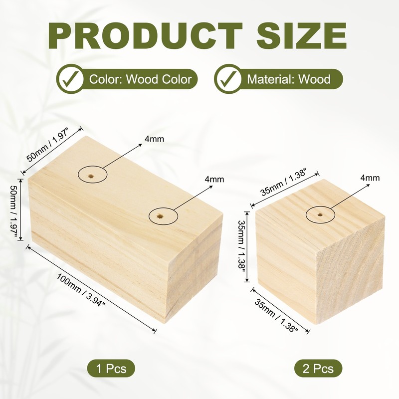 1 Set Wooden Flower Nails Holder, 3.94/1.38 Inch H S/D Hole, Wood Color gallery