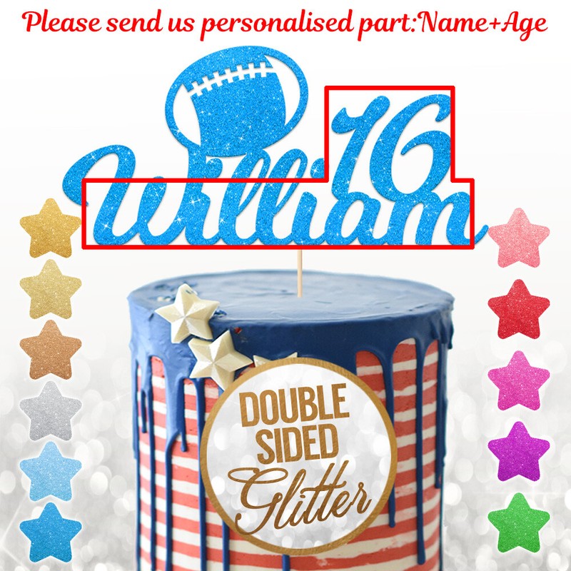 Personalised Rugby Ball Cake Topper Boys Cake Party Decoration Any Name Any Age gallery
