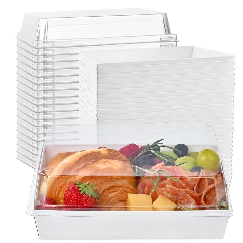 7×5 Inch Charcuterie Boxes with Clear Lids 50 Pack Paper Bakery Window