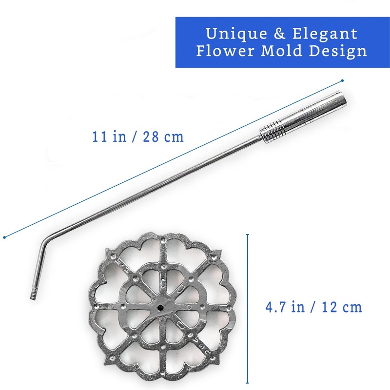 Bunuelos Mold with Handle (4.7 in Cast Aluminum) - Molde 4.7 Inches, Silver gallery