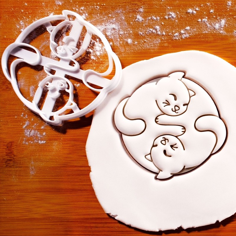 Yin Yang Cats Cookie Cutter – kitty cosmic duality zen metaphysics animal kitten