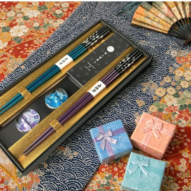 Premium Japanese Chopsticks Reusable with Chopsticks Rest Set of 2 Pairs[ Mad... gallery