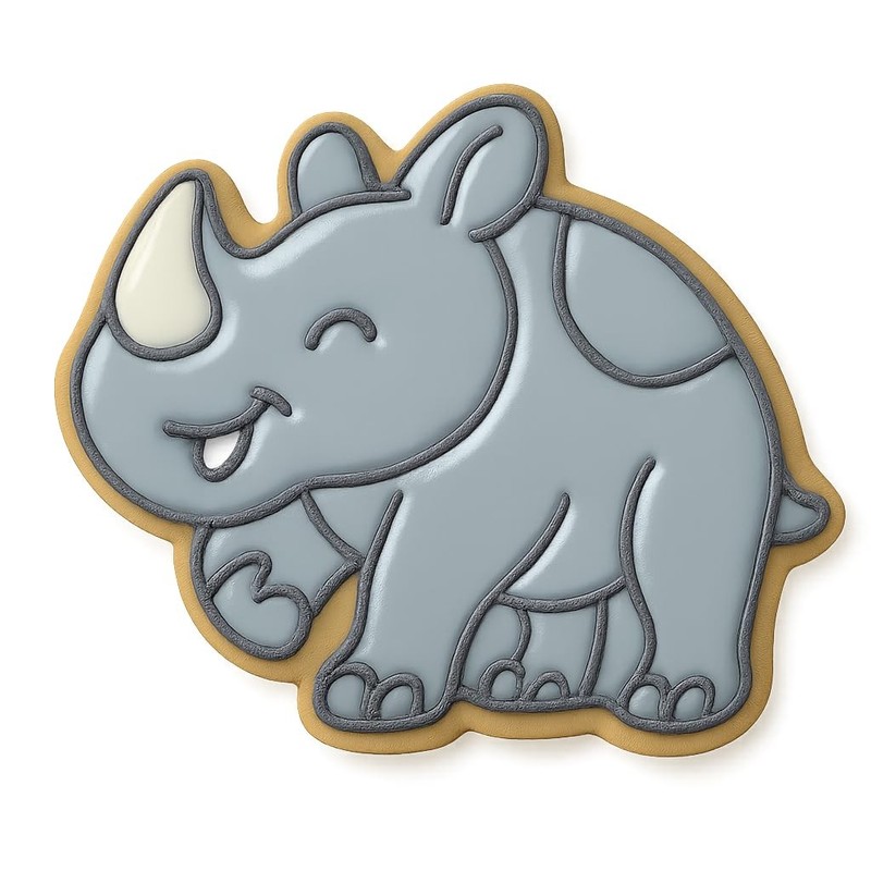 Playful Indian Rhino Cookie Cutter & Stamp, Fondant & Clay - 4x3.3 gallery
