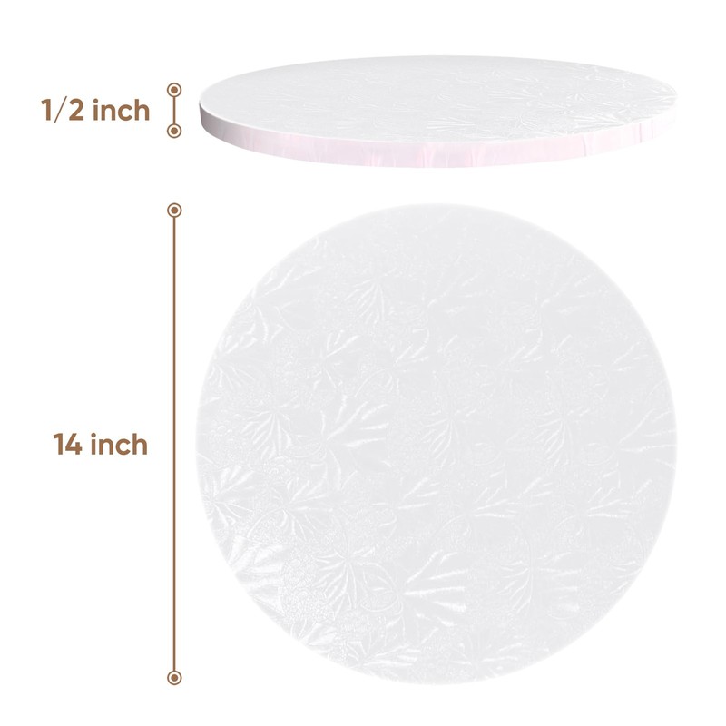 Cake Boards - Sturdy 1/2 Thick Drums - 14 Inch Professional Smooth Straight E... gallery