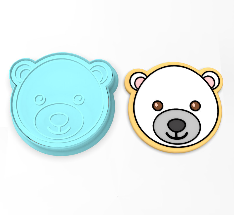 Polar Bear Face Cookie Cutter & Stamp | Artic Iceberg Ocean Bears Ice Winter
