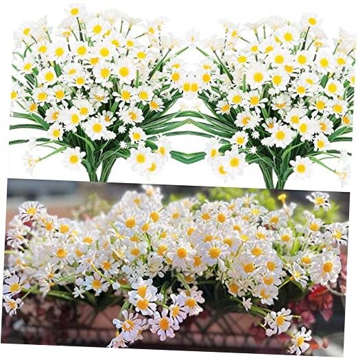 12Pcs Artificial Daisy Flowers Outdoor for Decoration Faux Plastic Foliage