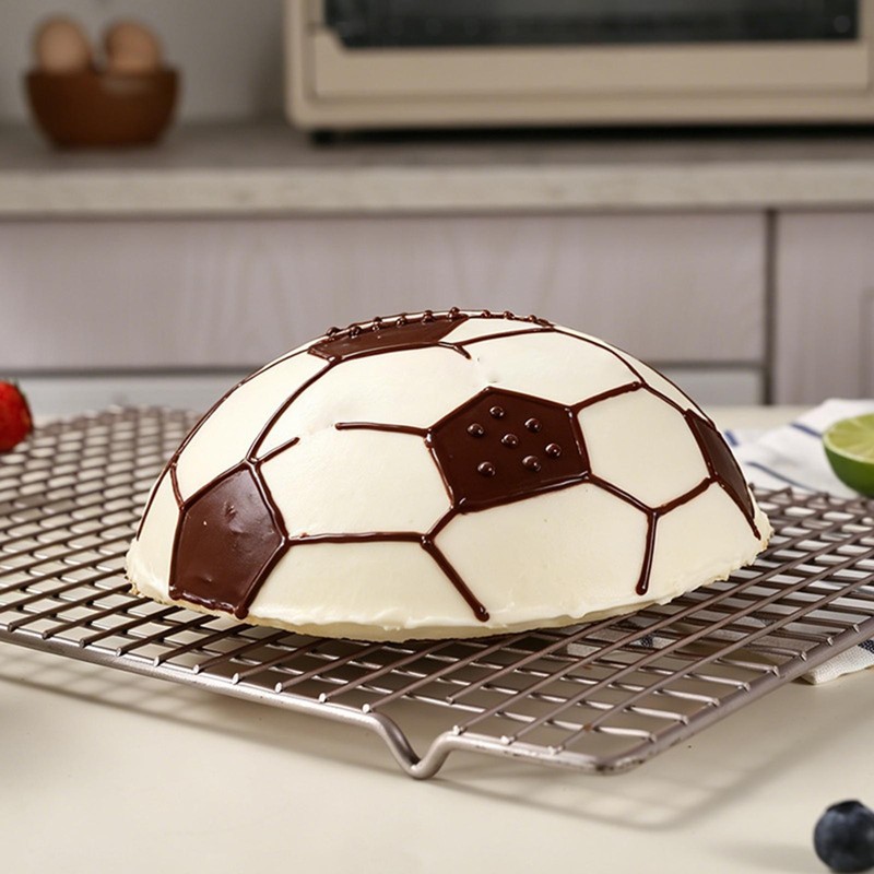 Football Shaped Cake Mold 3D Hemispherical Baking Tray, Easy To Demold 21.7cm gallery