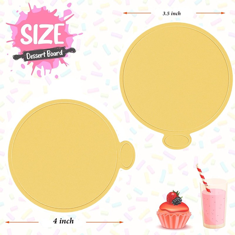 80 PCS Gold Mini Cake Boards 9cm Round Cardboard Mousse Cupcake Base gallery