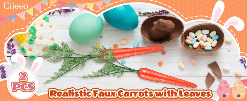 2pcs Artificial Carrots Realistic False Carrot Easter Party gallery