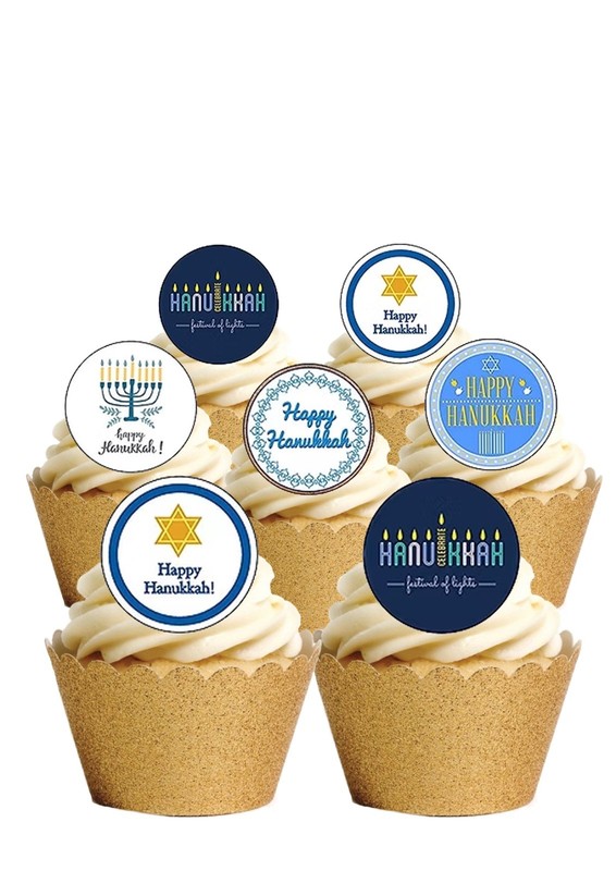 Cake Toppers Happy Hanukkah Festival of Light 24 Precut Edible Wafer Paper gallery