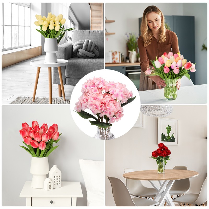 Hydrangea Artificial Flowers, 3PCS Faux Hydrangea Flowers Home Decor,Light Pink gallery