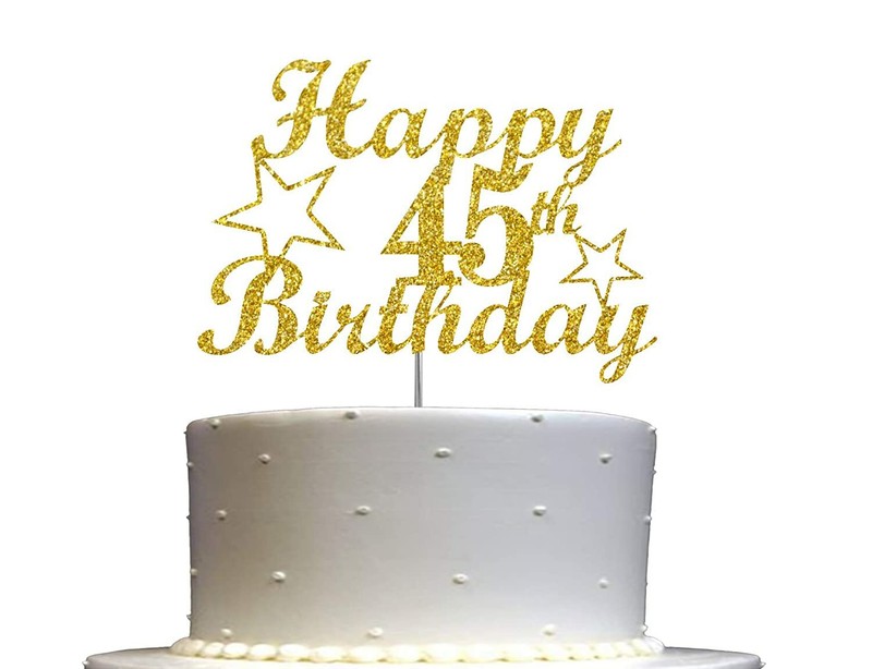 45 Birthday Cake Topper Gold Glitter, 45th Party Decoration Ideas gallery