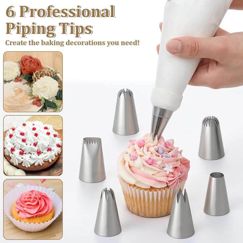 4 Pcs 24 inch Reusable Piping Bags and Tips Set 11Pcs Cotton Pastry Bags Kit ... gallery