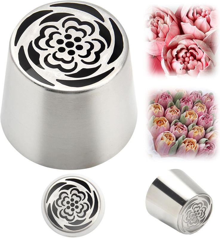 Extra Large Russian Piping Tips - Stainless Steel Flower Nozzles Set for Cake De