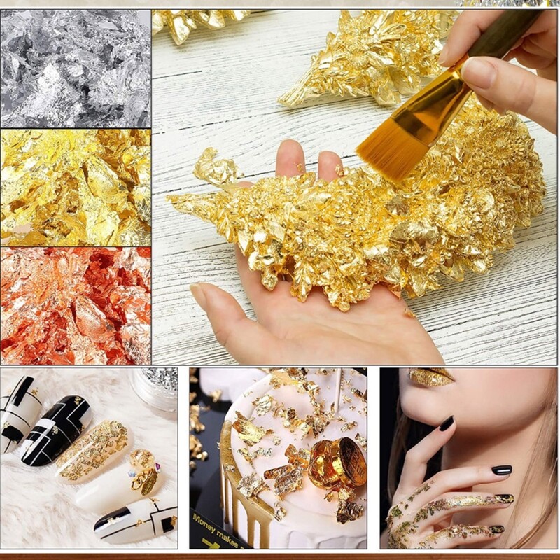 Gilding Metallic Foil Flakes Set for and Resin Jewelry Making Metal Leaf gallery
