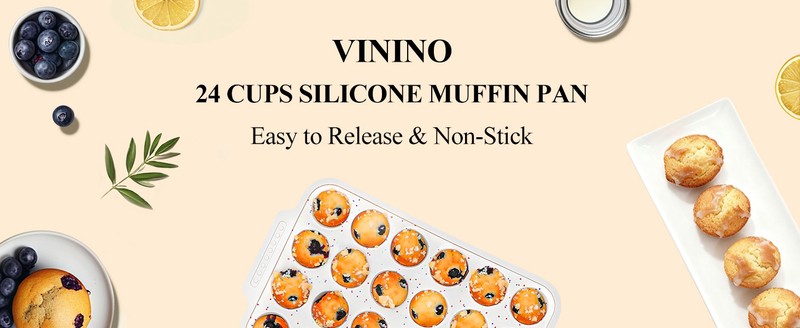 2-Pack Silicone Muffin Pan for Baking with Metal Reinforced Frame, 12 Cups gallery