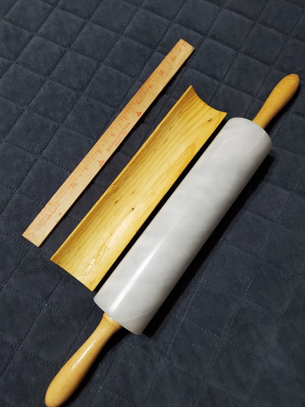Vintage Gray Marble Rolling Pin With Wood Handles & Rest Stand Kitchen Baking gallery