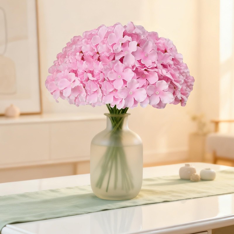 Cherica 100 Pcs Faux Pink Hydrangea Artificial Flowers Bulk Fake Silk Hydrangea gallery