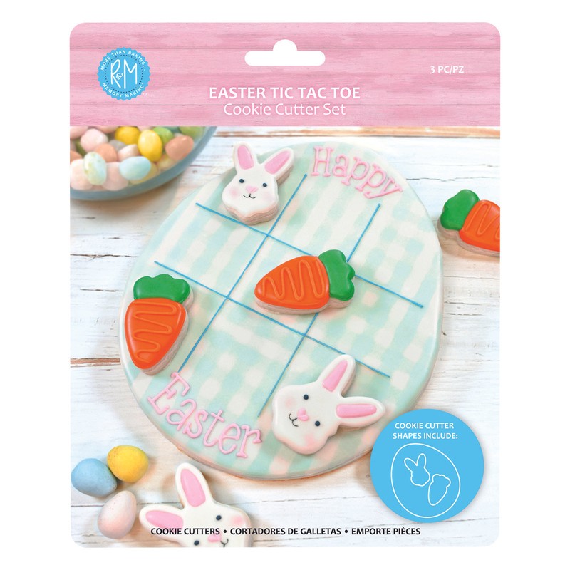 R&M International Easter 3 Piece Tic Tac Toe Cookie Cutter Set