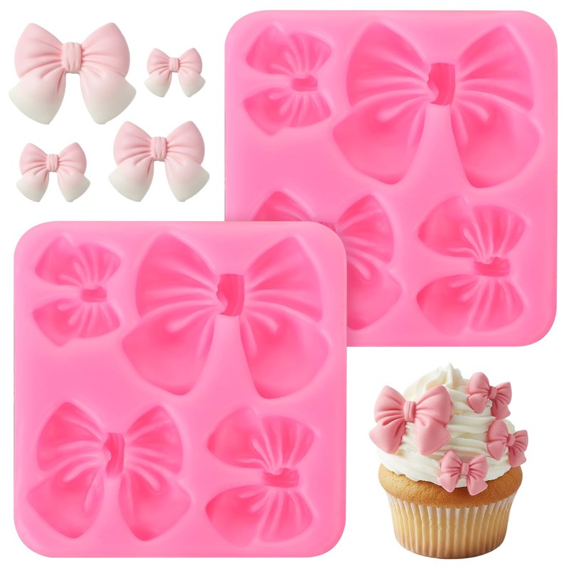 2-Pack Bow Molds for Chocolate, Silicone Fondant-Mold for Mini Cake Making & …