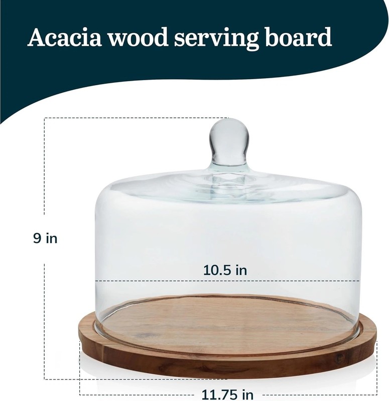 Acacia Wood Cake Stand with Lid, Ball Top Handle Cake Holder with Lid, Covere... gallery