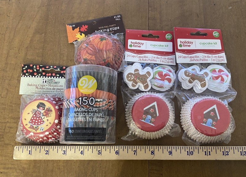 NEW 5 PACKS of CUPCAKE liners, Mary Engelbreit, Wilton, Christmas, Halloween + gallery