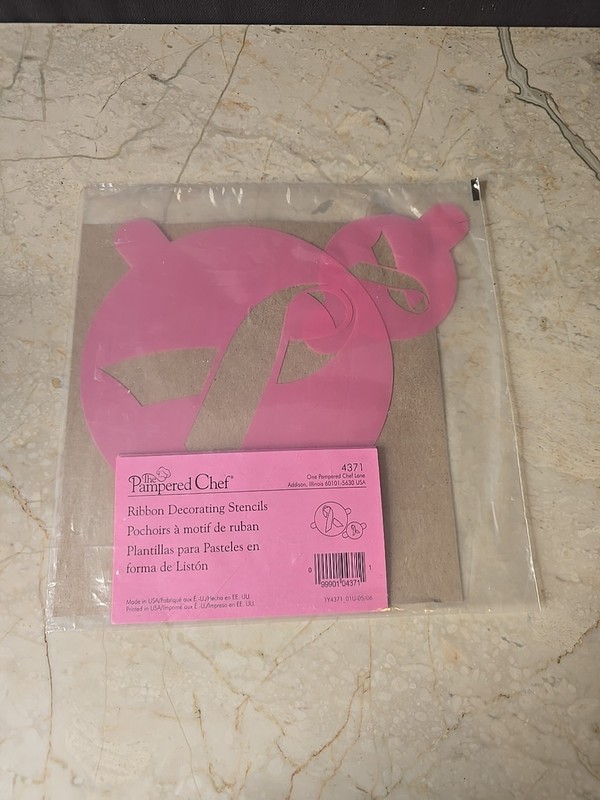 2 Pack Pampered Chef Support Awareness Ribbon Stencil Decorating RETIRED #4371