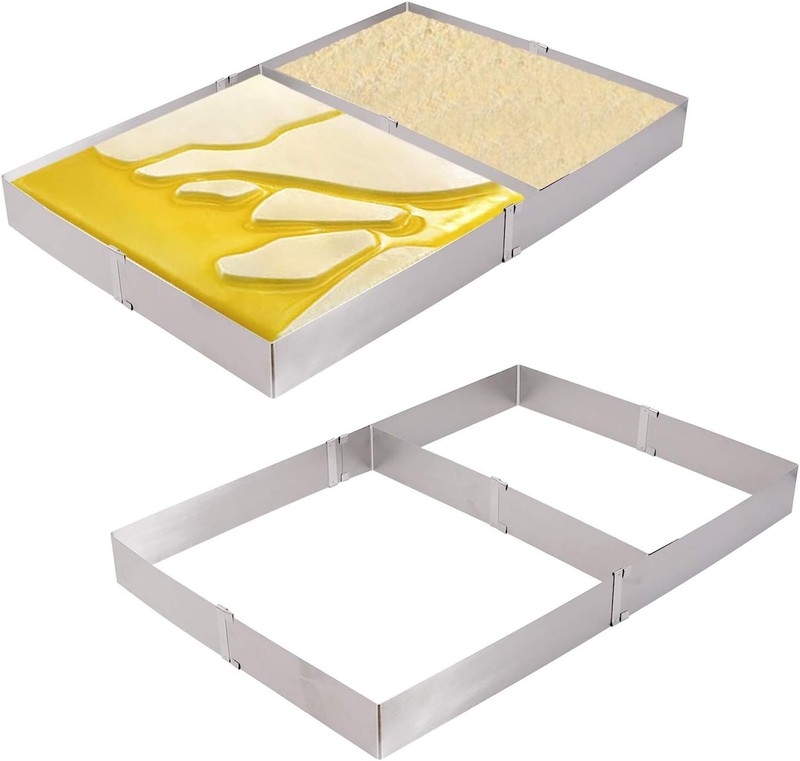 Adjustable 10-20 Inch Rectangle Cake Mold Ring, Retractable Stainless Steel