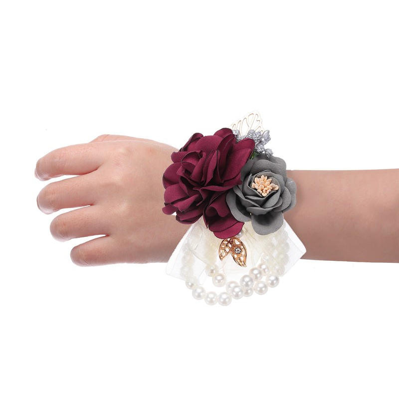 6pcs artificial flower bracelets for pink decoration 10x8cm dark red