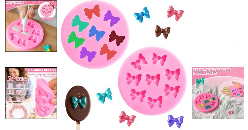 Food-Grade Silicone Bow Molds, Perfect for Cake Pops & Cupcake Toppers gallery