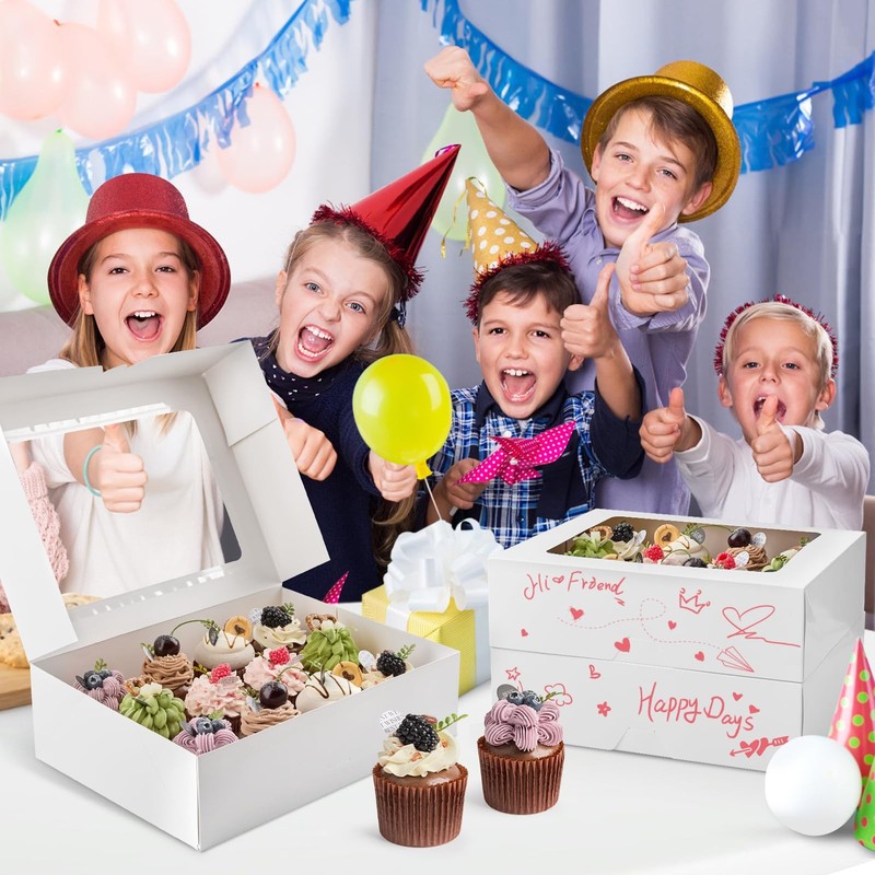 12 Count Cupcake Boxes, 12 Pack, White, 13 x 10 x 4 Inches gallery