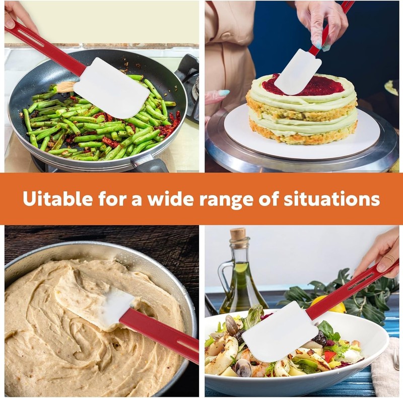 4 Pcs 14 Inch Silicone Spatulas High Temp, 500°F Heat Resistant mercial gallery
