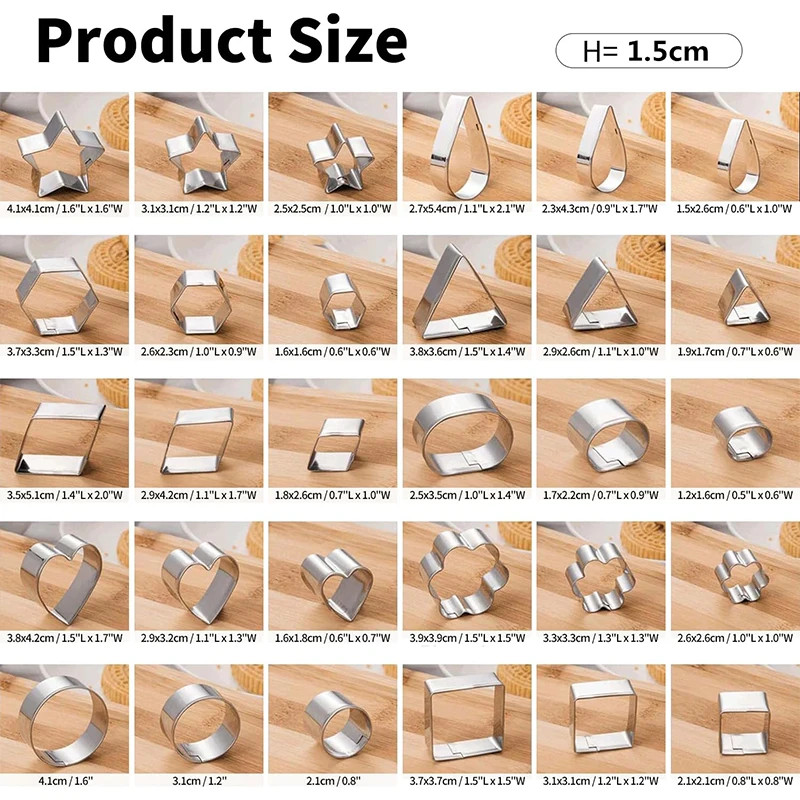 30 Piece Mini Cookie Cutter Set Stainless Steel Biscuit Dough Shapes gallery