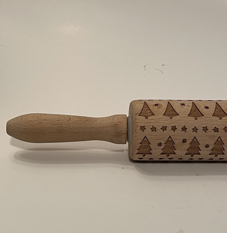 Eddingtons Christmas Tree Etched Rolling Pin Solid Wood, Stars, Trees gallery