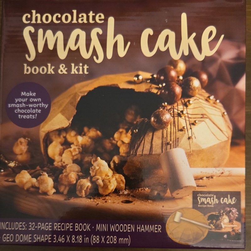 Chocolate Smash Cake Book & Kit 32-Page Recipe Book Mini Wooden Hammer Geo Dome