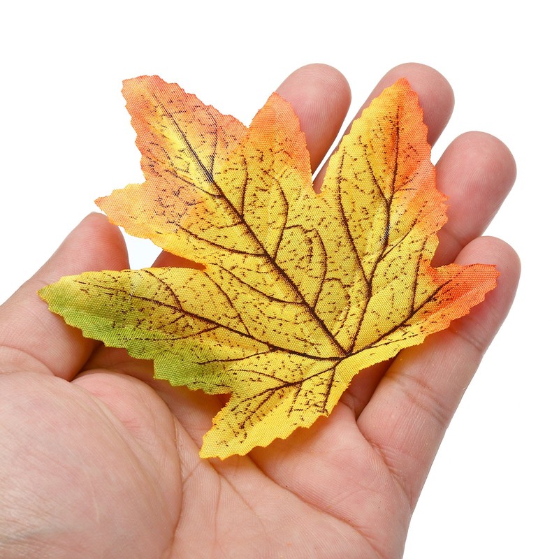 Fake Fall Leaves, 100 Pack Artificial Maple Leaves Green Red Yellow gallery