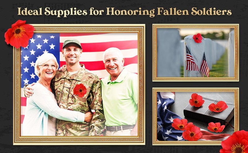 60 Pcs 3.15 Inch Red py Flowers Veterans Day Artificial py gallery