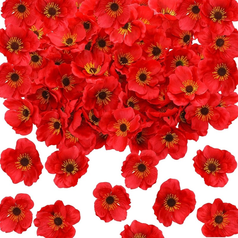 60 Pcs 3.15 Inch Red py Flowers Veterans Day Artificial py