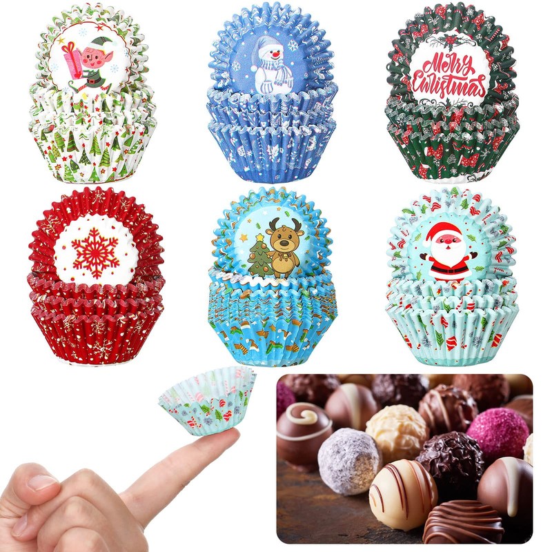 600 Pcs Christmas Candy Cups Paper Candy Making Supplies Santa Claus Snowman …
