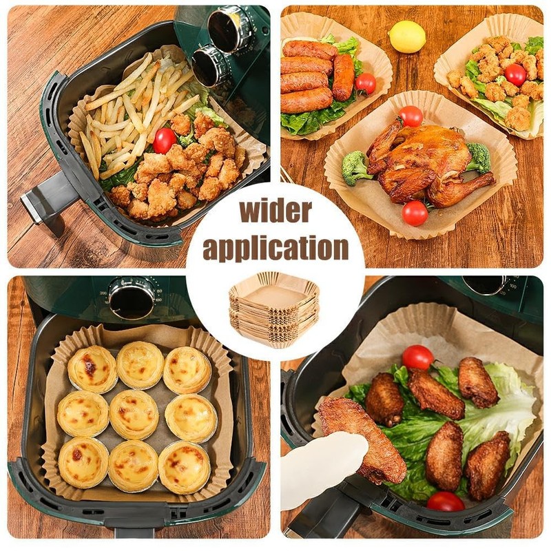 9.5 Inch Paper Air Fryer Liners Disposable,130 Pcs 9.5"Square-130pcs, Wood gallery
