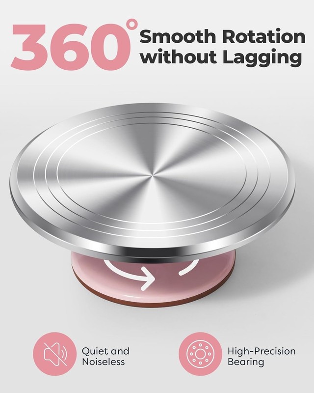Aluminium Cake Turntable Set, Baking Tools with Revolving 12" Cake Stand for ... gallery