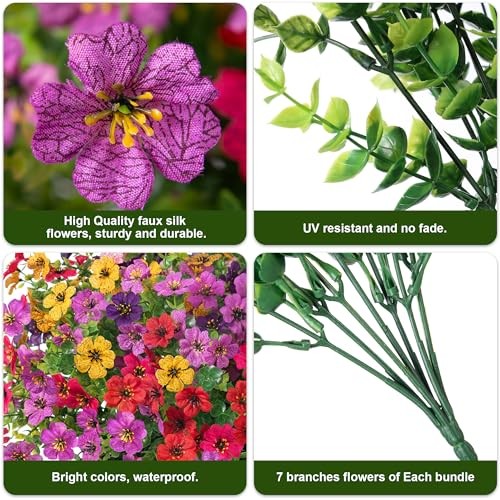 Artificial Flowers for Outdoor Indoor Garden Home Decoration, 6 Multicolor gallery