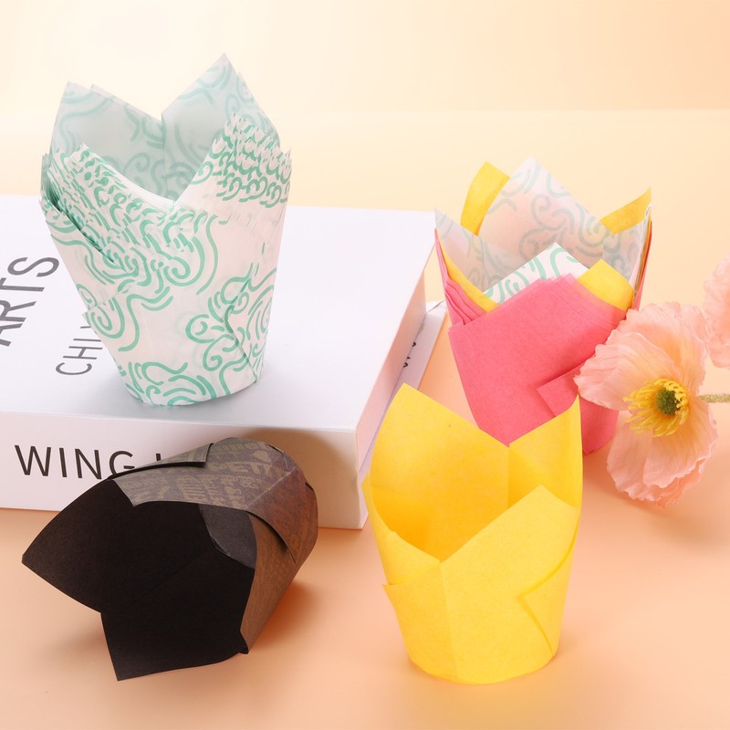 50Pack Tulip Baking Cups Cupcake Muffins Liners Paper Greaseproof Wrappers Pink gallery